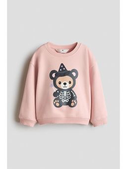 H&M - Girls Pink Motif-Detail Brushed-Inside Sweatshirt