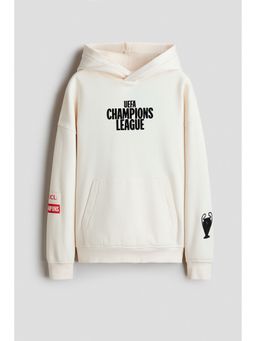 H&M - Boys White Brushed-Inside Printed Hoodie
