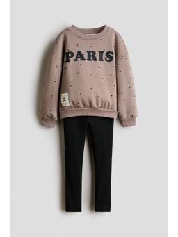 H&M - Girls Brown 2-Piece Sweatshirt And Leggings
