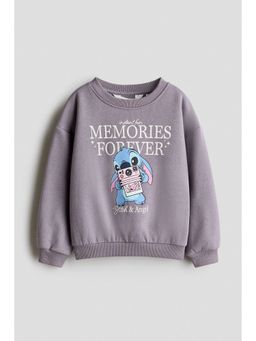 H&M - Girls Purple Printed Brushed-Inside Sweatshirt
