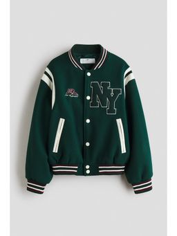 H&M - Boys Green Motif-Detail Baseball Jacket