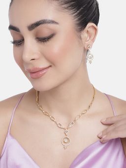 Estele - Gold Plated Cz Elegant Necklace Set for Women