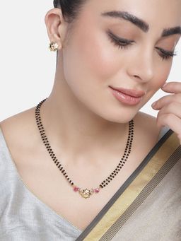 Estele - Gold Plated CZ Ravishing Flower Designer Mangalsutra Necklace Set for Women