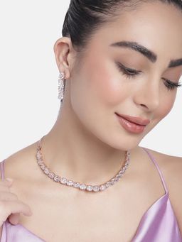 Estele - Rose Gold Plated CZ Scintillating Necklace Set for Women