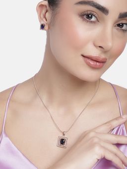 Estele - Rose Gold Plated CZ Fascinating Pendant Set with Blue & White Stones for Women