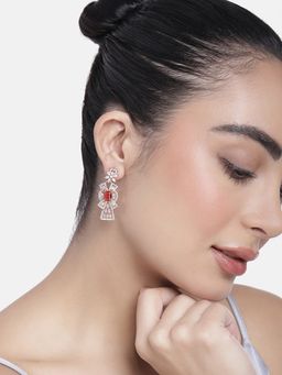 Estele - Rose Gold Plated Cz Ravishing Drop Earrings With Tourmaline Pink Stones For Women