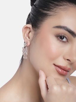 Estele - Rose Gold Plated Cz Ravishing Drop Earrings With White Stones For Girls/Women