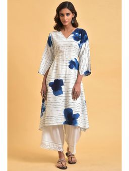 W - Floral Kurta White