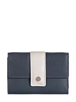 Eske - Women Blue Solene Leather Three Fold Wallet