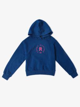 Tommy Hilfiger - Blue Girls Relaxed Fit Cotton Hooded Neck Sweatshirt