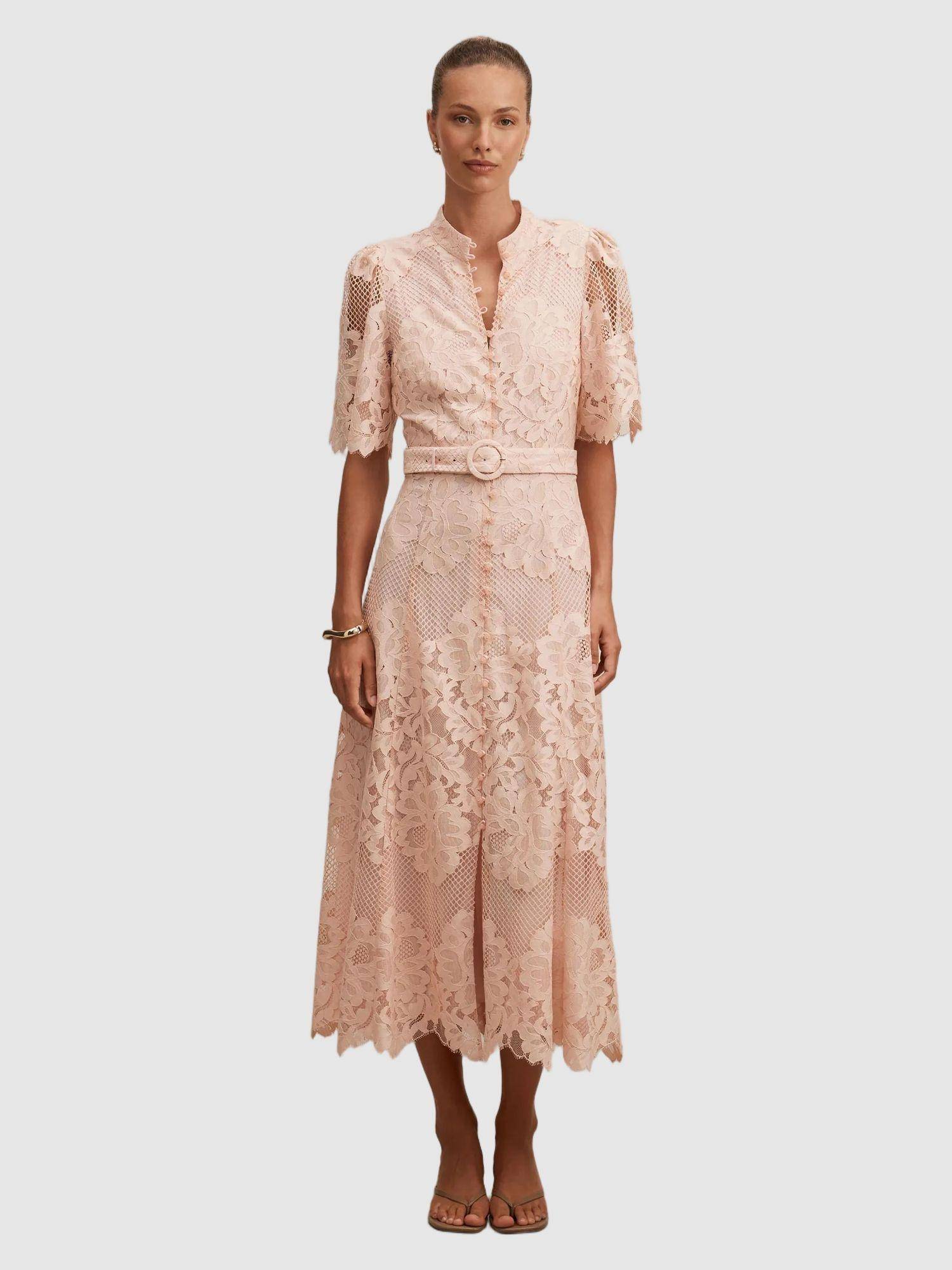 forever new Liberty Flutter Sleeve Lace Midi Dress with Belt-picture-16