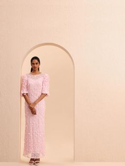VERO MODA - Pink Embellished Puff Sleeves Dress