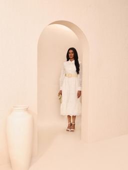 VERO MODA - Embroidered Belted Shirt Dress