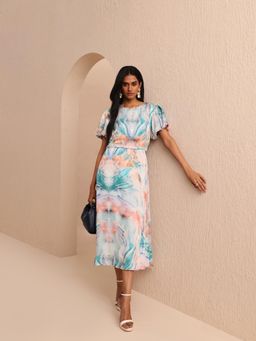VERO MODA - Blue Printed Midi Dress