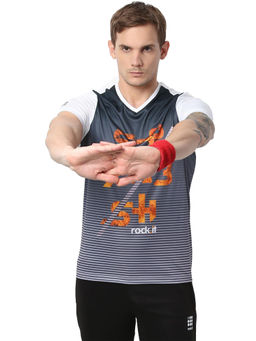 Rock.it - Black Slim Fit Half Sleeve V Neck T-shirt