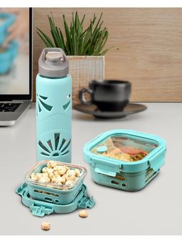 Glasafe - Borosilicate Glass 320ml & 520ml Tiffin & 750ml Bottle, Green