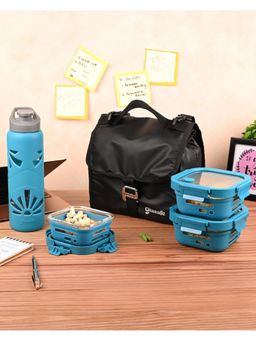 Glasafe - Trio Grip Combo - Lunch Bag, Bottle, 320ml & 520ml Tiffin- Blue