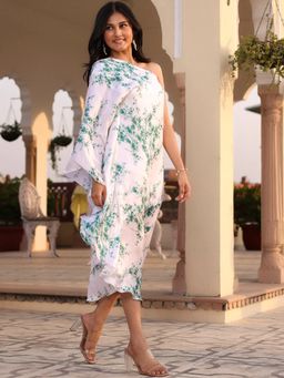 Lavanya The Label - White Green Printed Kaftan