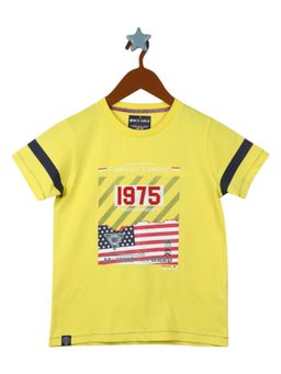 Monte Carlo - Boys Cotton Blend Printed Yellow T-Shirt