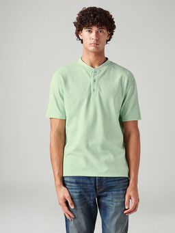 Levi's - Green Textured Henley Neck T-shirt