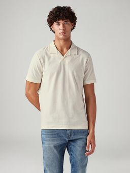 Levi's - Cream Textured Collar Neck Polo T-Shirt