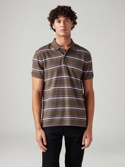 Levi's - Brown Stripes Collar Neck Polo T-Shirt