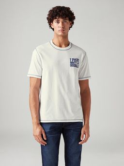 Levi's - Off White Solid Crew Neck T-shirt