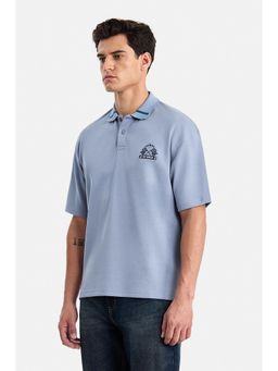 Snitch - Blue Graphic Collar Neck Polo T-Shirt