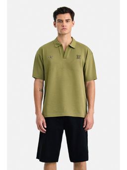 Snitch - Olive Graphic Collar Neck Polo T-Shirt
