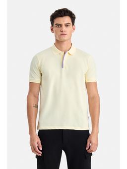 Snitch - Yellow Textured Collar Neck Polo T-Shirt