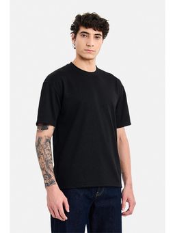 Snitch - Black Textured Crew Neck T-Shirt