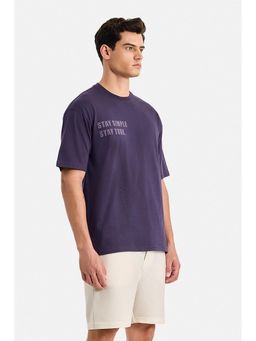 Snitch - Purple Typography Crew Neck T-Shirt