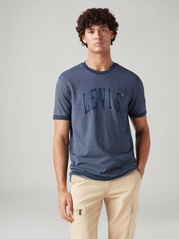 Levi's - Blue Textured Crew Neck T-shirt