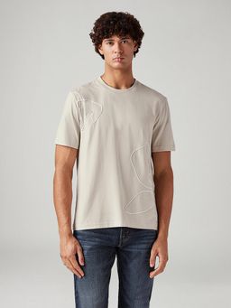 Levi's - Beige Abstract Crew Neck T-shirt