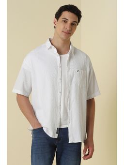 Allen Solly - White Textured Collar Neck Shirt