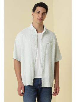 Allen Solly - Green Textured Collar Neck Shirt