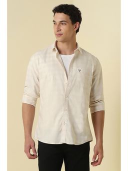 Allen Solly - Beige Checks Collar Neck Shirt