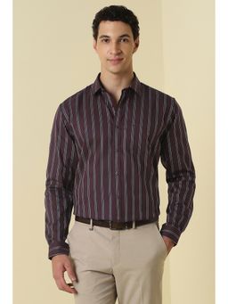 Allen Solly - Maroon Stripes Collar Neck Shirt
