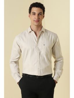 Allen Solly - Beige Stripes Collar Neck Shirt