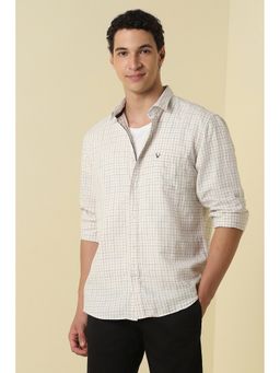 Allen Solly - Beige Checks Collar Neck Shirt