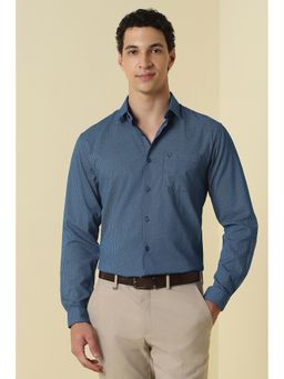 Allen Solly - Blue Printed Collar Neck Shirt