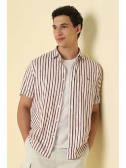 Allen Solly - White Stripes Collar Neck Shirt