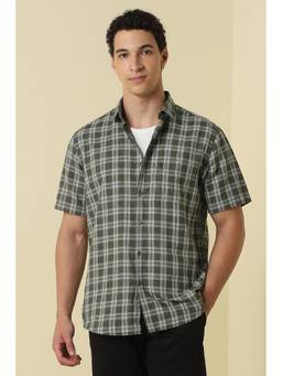 Allen Solly - Olive Checks Collar Neck Shirt