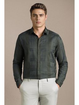 Louis Philippe - Green Printed Collar Neck Shirt