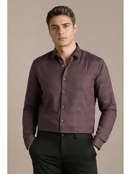Louis Philippe - Maroon Checks Collar Neck Shirt