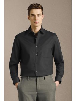 Louis Philippe - Black Textured Collar Neck Shirt