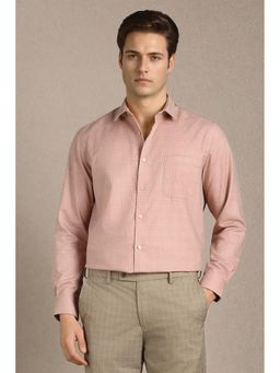Louis Philippe - Pink Textured Collar Neck Shirt