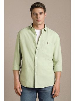 Louis Philippe - Green Textured Collar Neck Shirt