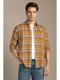 Louis Philippe - Yellow Checks Collar Neck Shirt