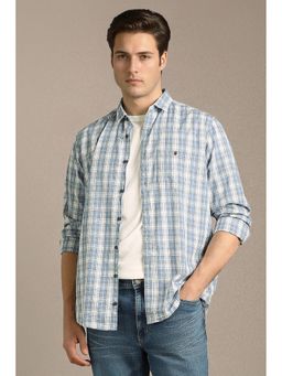 Louis Philippe - Blue Checks Collar Neck Shirt